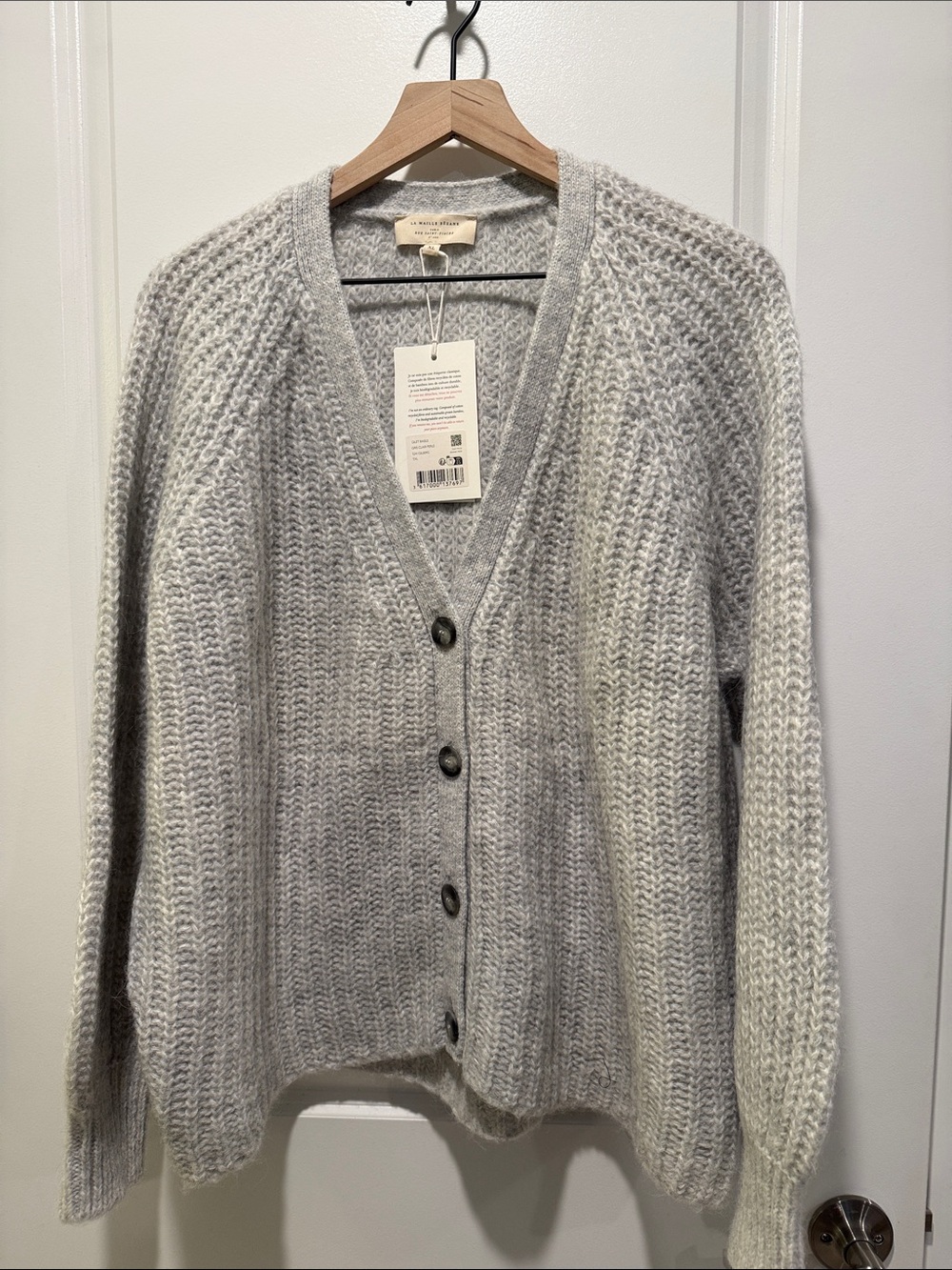 Sezane Basile Cardigan Light Pearl Grey - Size XL